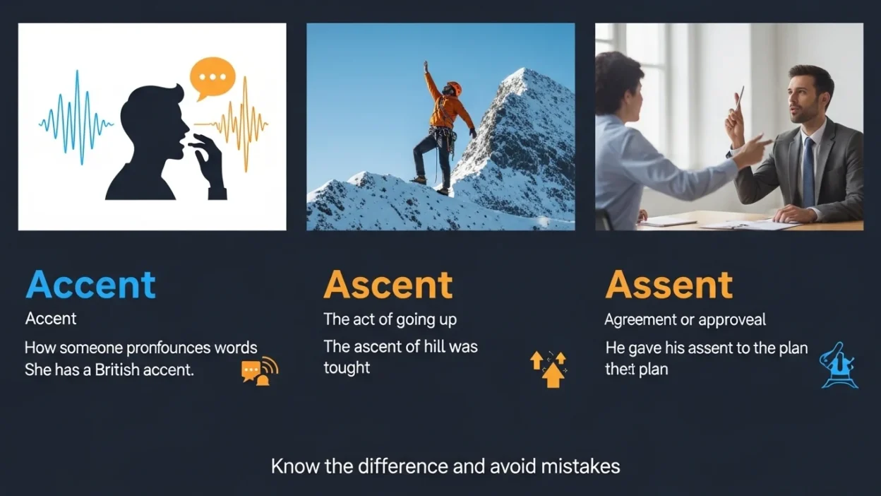 Accent vs Ascent vs Assent