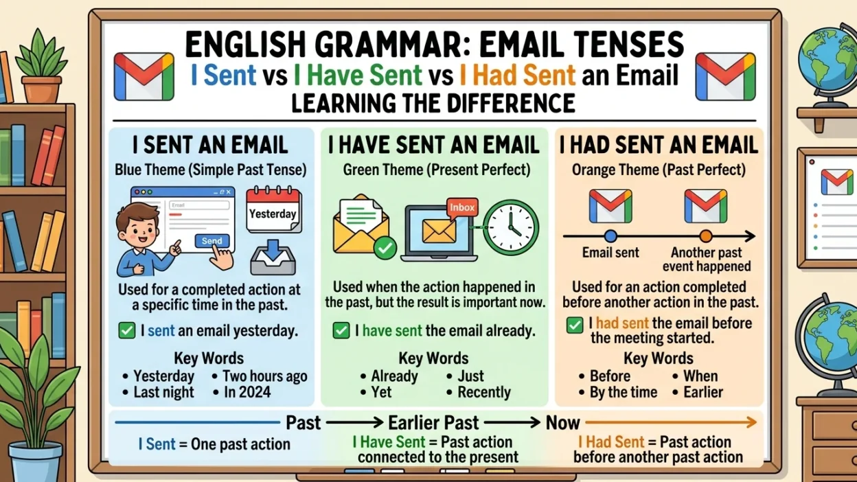 I Sent vs I Have Sent vs I Had Sent an Email
